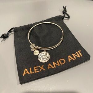 Alex and Ani - expandable bangle bracelet- with lotus flower charm